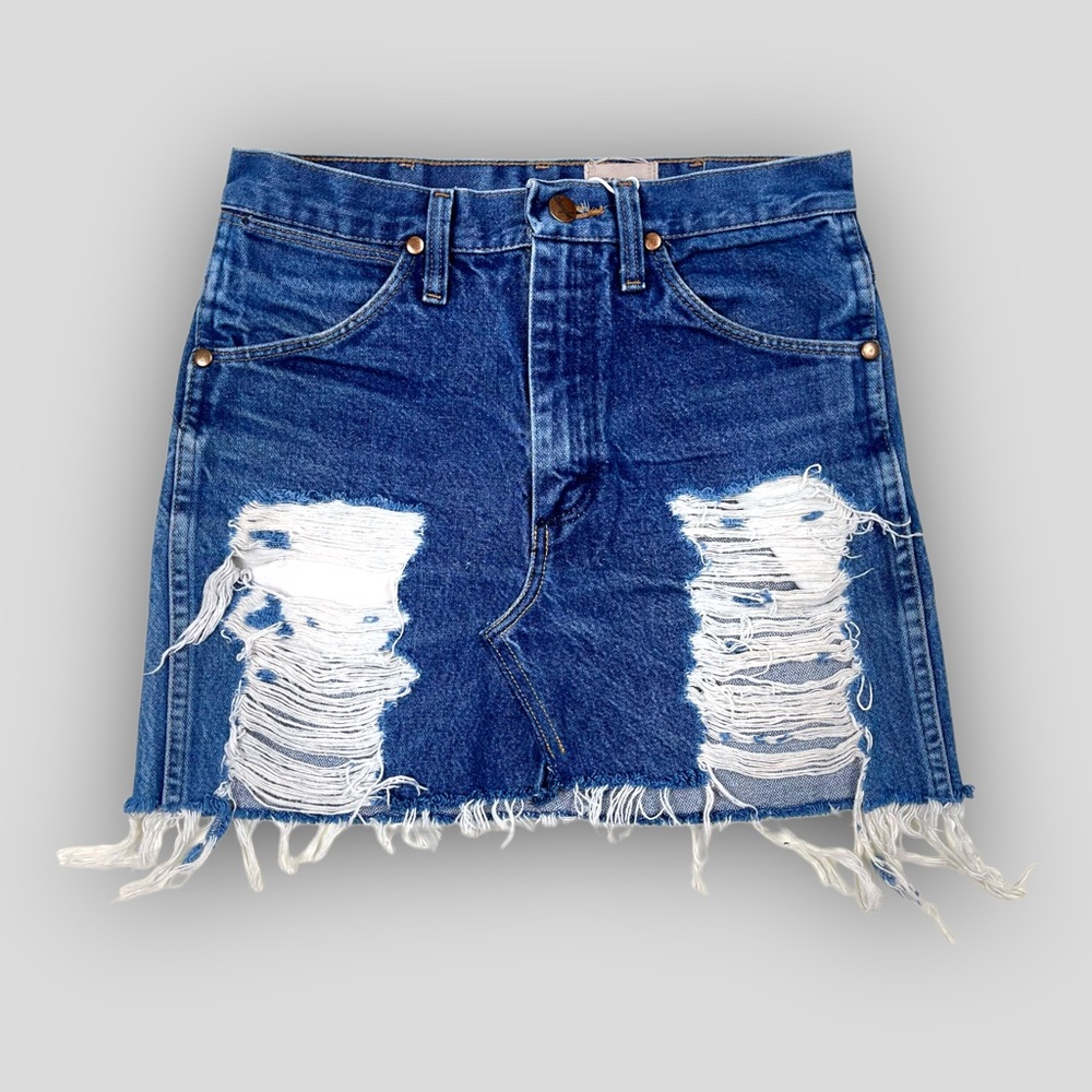 Furst Of A Kind ‘Wrangler’ Reconstructed Distressed Denim Mini Skirt